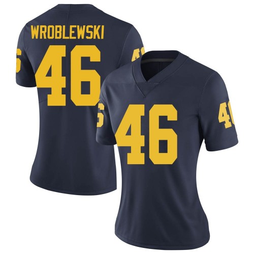 Michael Wroblewski Michigan Wolverines Women's NCAA #46 Navy Limited Brand Jordan College Stitched Football Jersey FHF8554YT